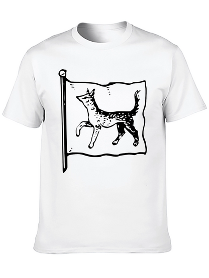 Mens Black T-Shirt with Dog Flag Graphic