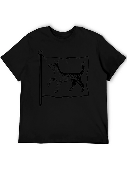 Mens Black T-Shirt with Dog Flag Graphic
