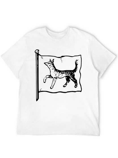 Mens Black T-Shirt with Dog Flag Graphic