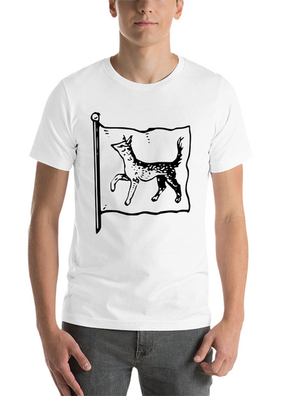 Mens Black T-Shirt with Dog Flag Graphic