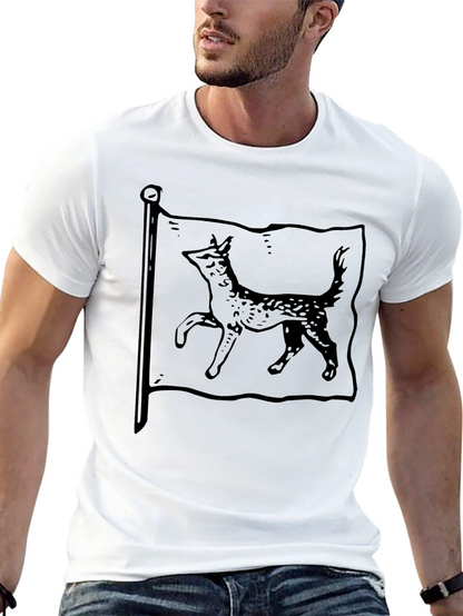 Mens Black T-Shirt with Dog Flag Graphic