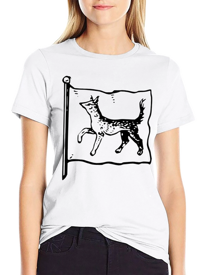 Mens Black T-Shirt with Dog Flag Graphic