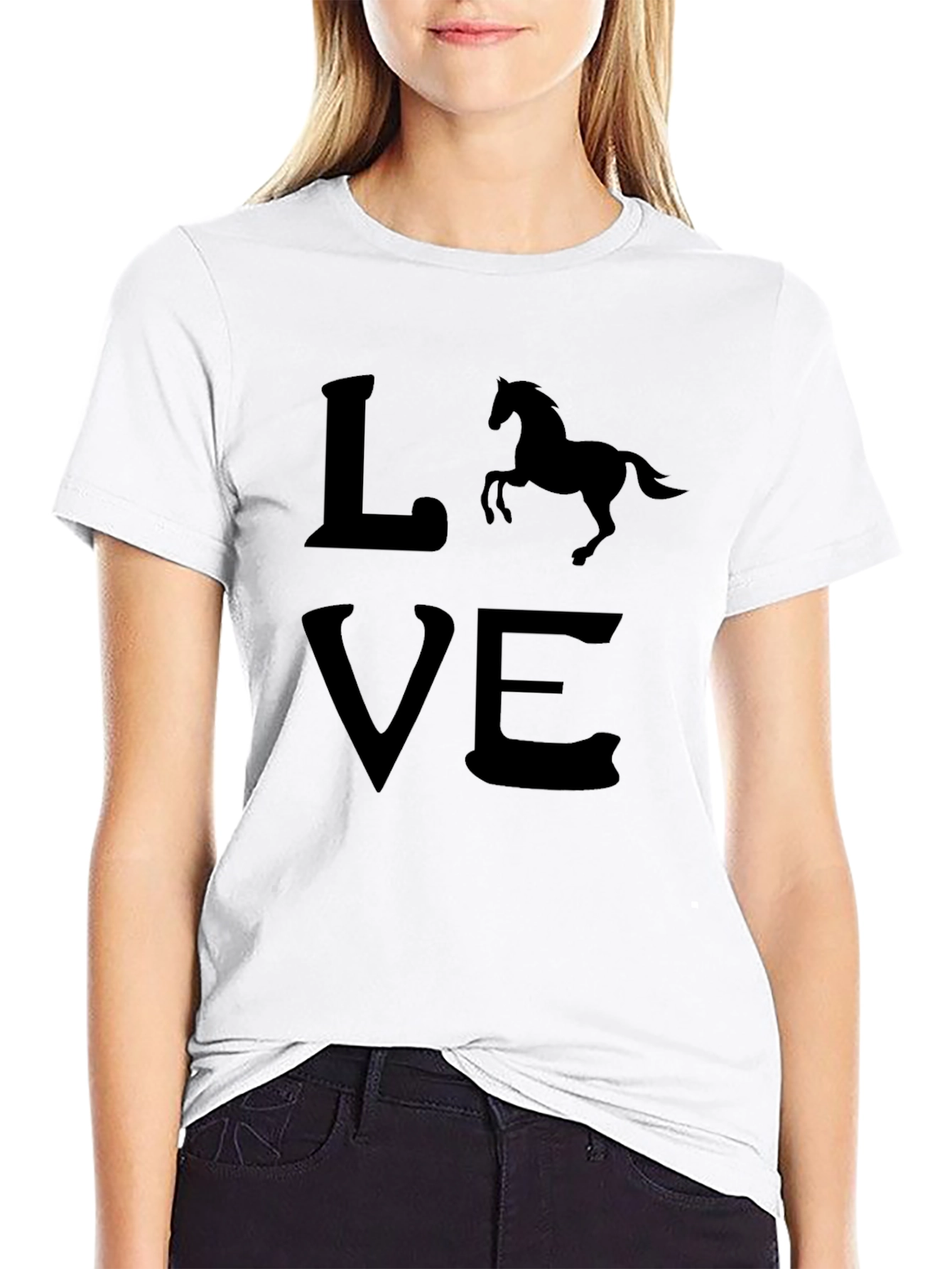 Horse Love Black T-Shirt - Equestrian Style