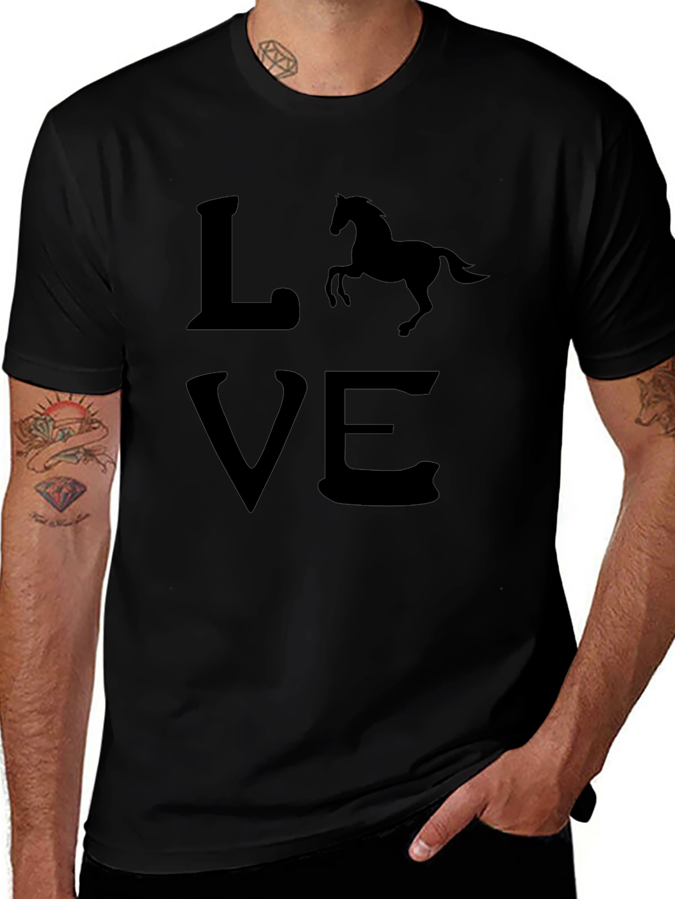Horse Love Black T-Shirt - Equestrian Style