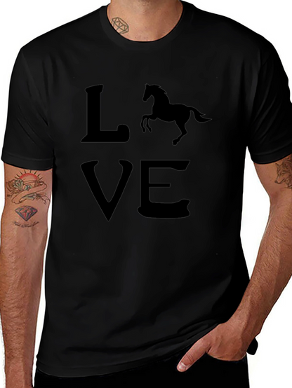 Horse Love Black T-Shirt - Equestrian Style
