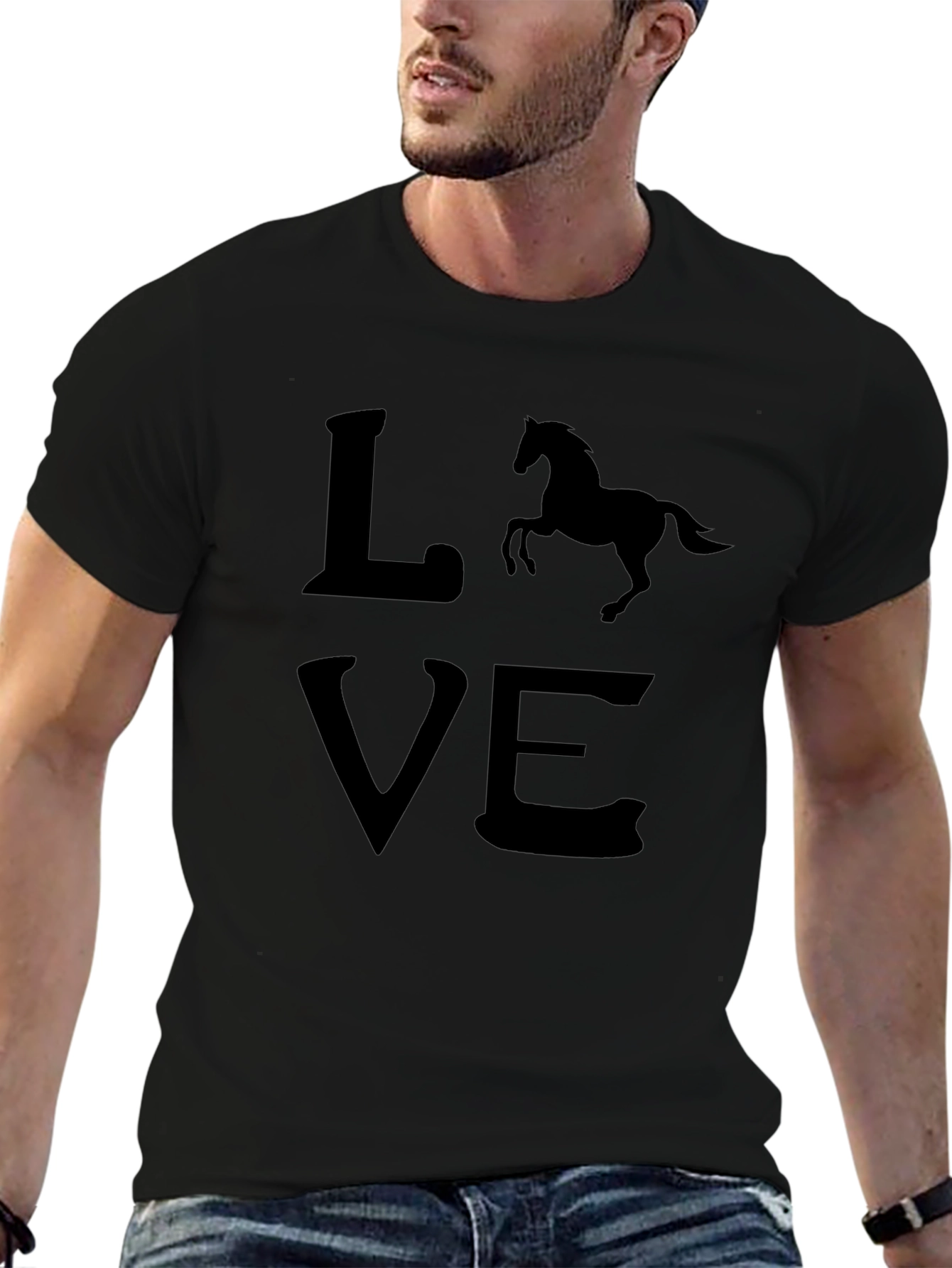 Horse Love Black T-Shirt - Equestrian Style