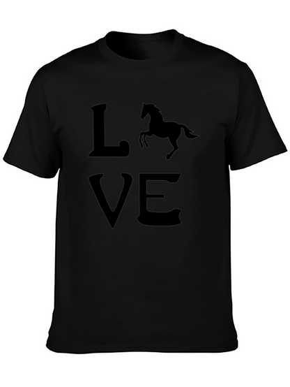 Horse Love Black T-Shirt - Equestrian Style