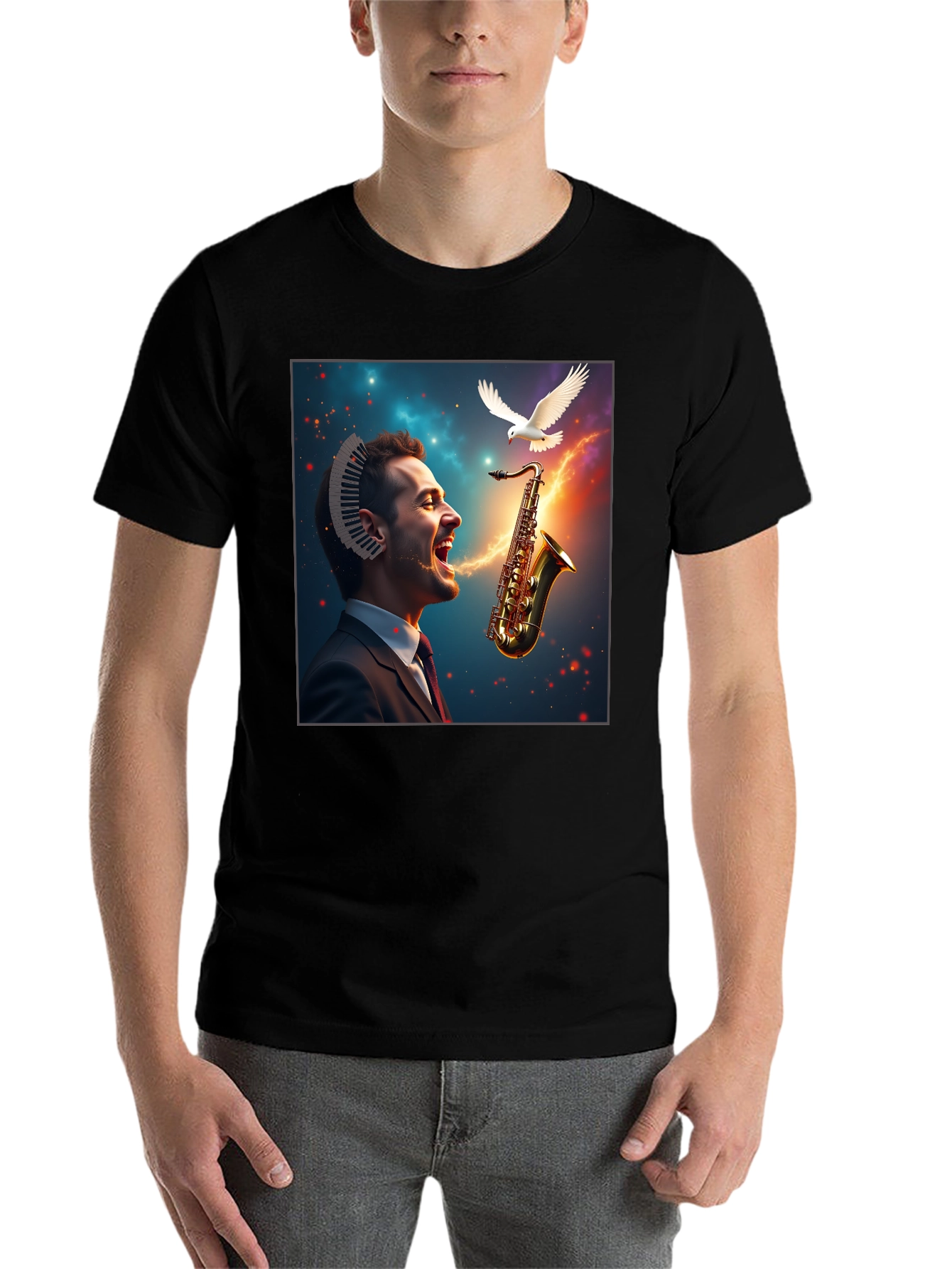 Musical Mind T-Shirt - Artistic Saxophone Design