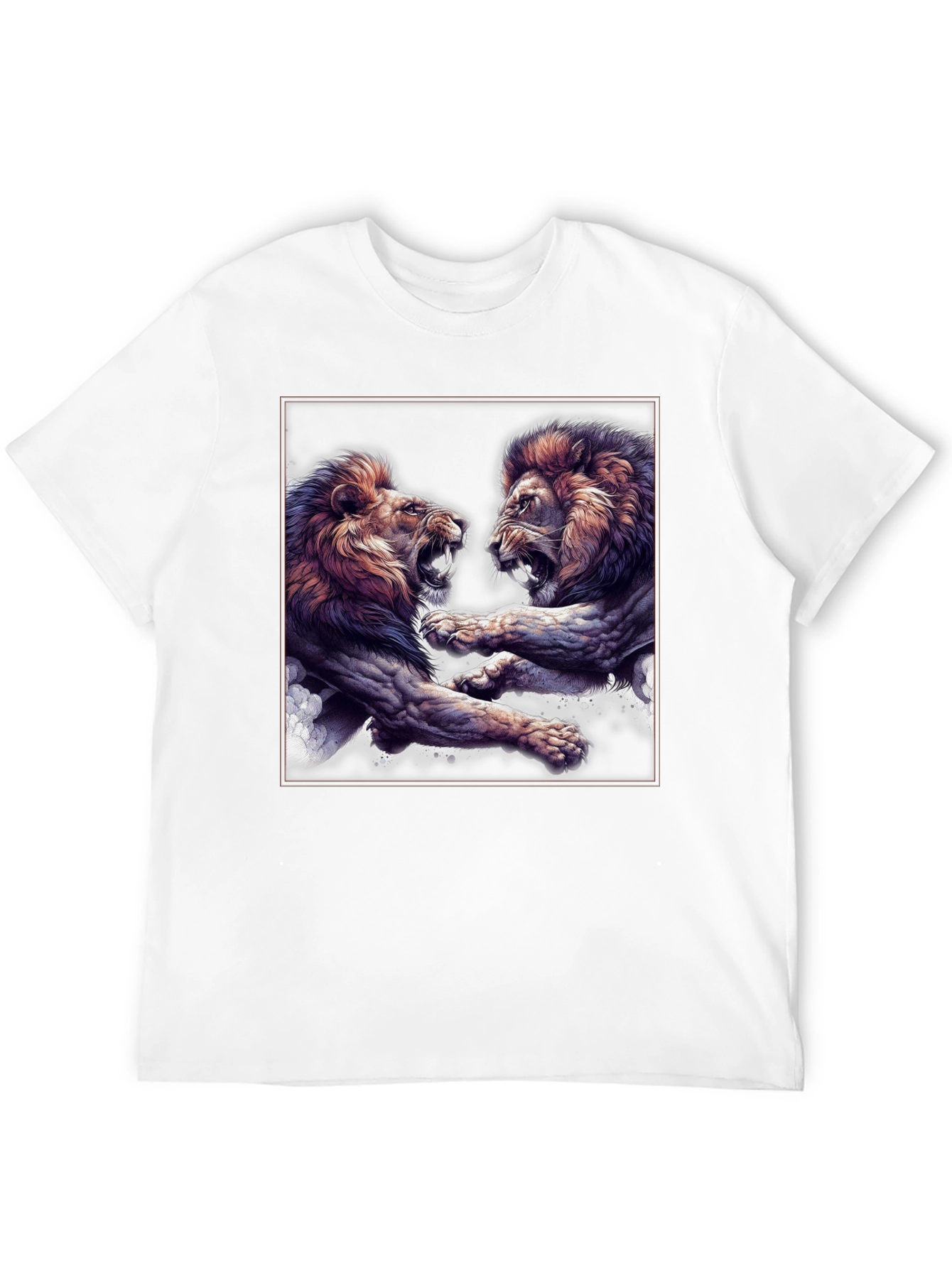Lion Fight Graphic Black T-Shirt