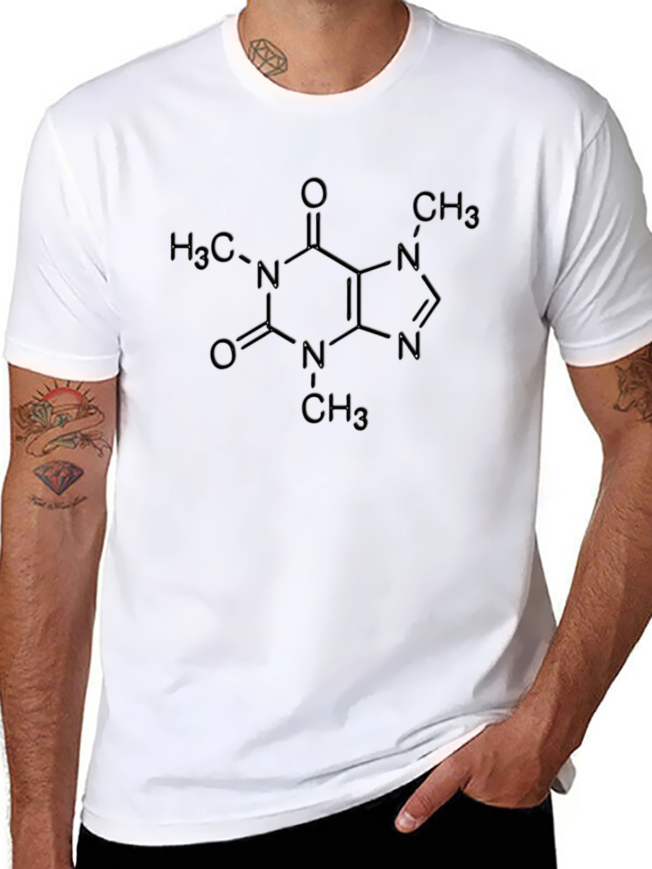 Caffeine Molecule T-Shirt - Science Geek Tee