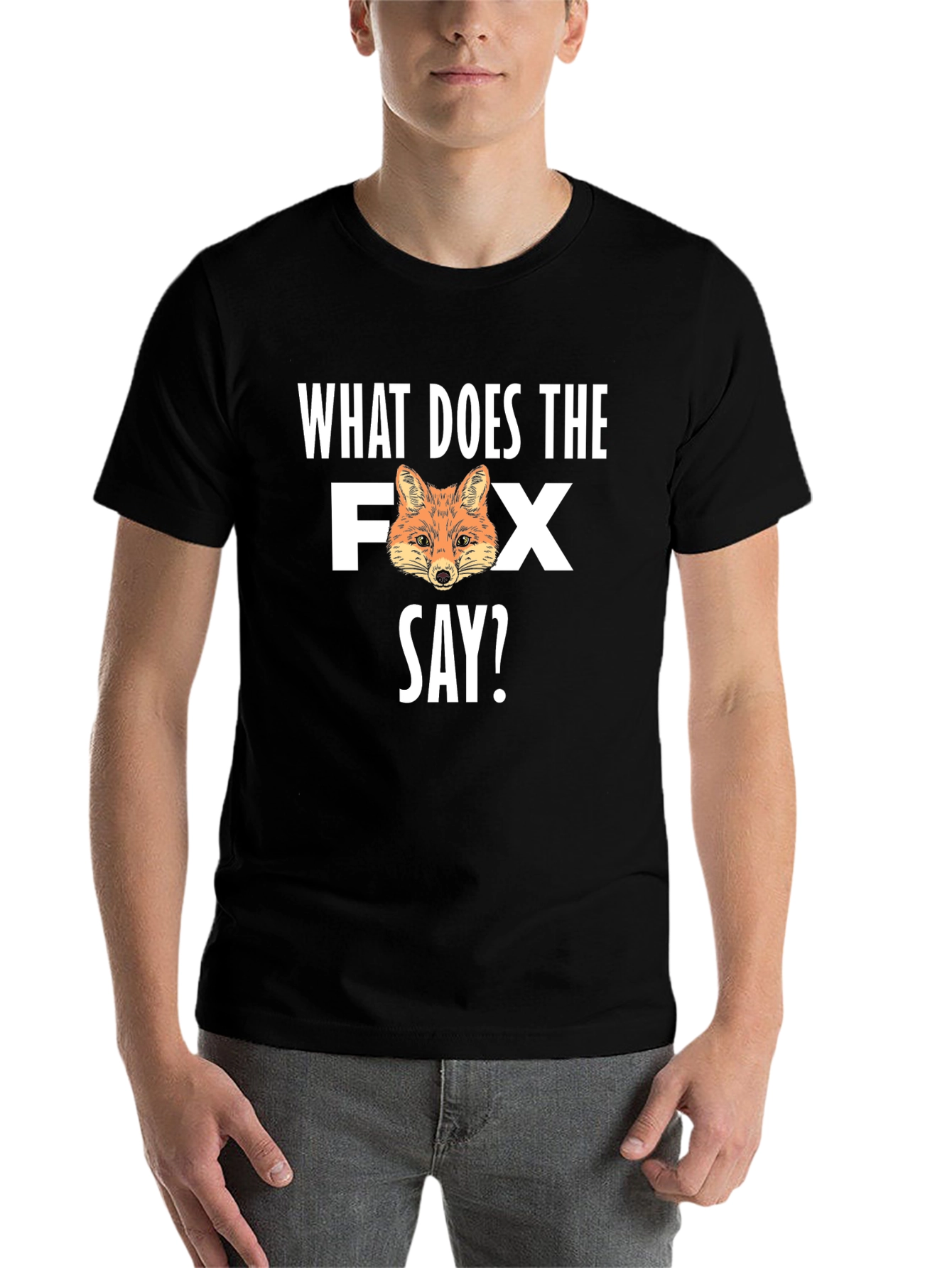 What Does the Fox Say? Mens Black Graphic T-Shirt