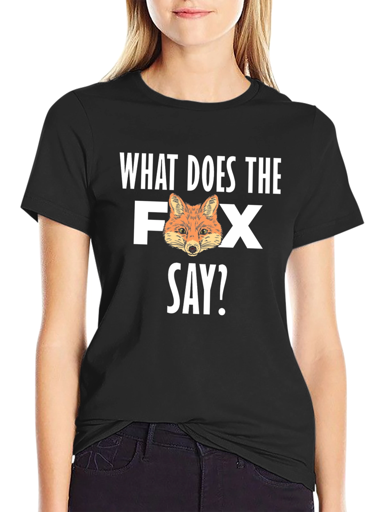 What Does the Fox Say? Mens Black Graphic T-Shirt