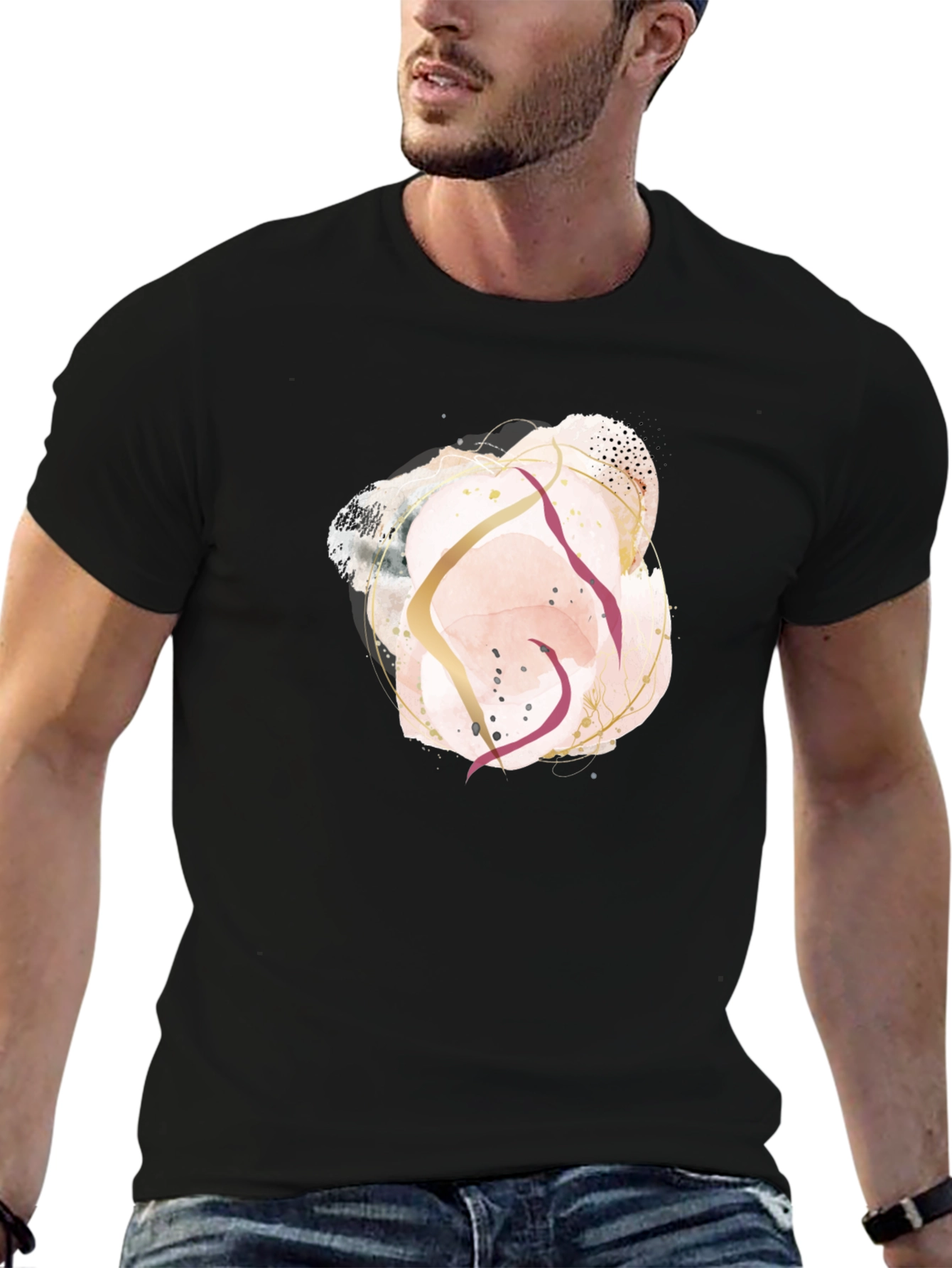 Abstract Art Graphic Tee - Black
