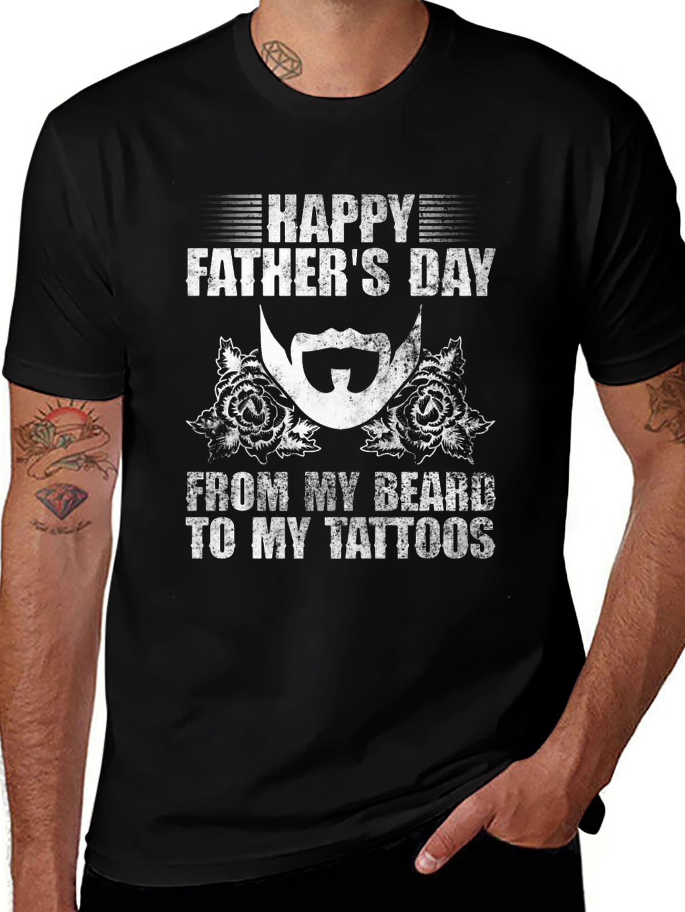 Happy Fathers Day Beard & Tattoo T-Shirt
