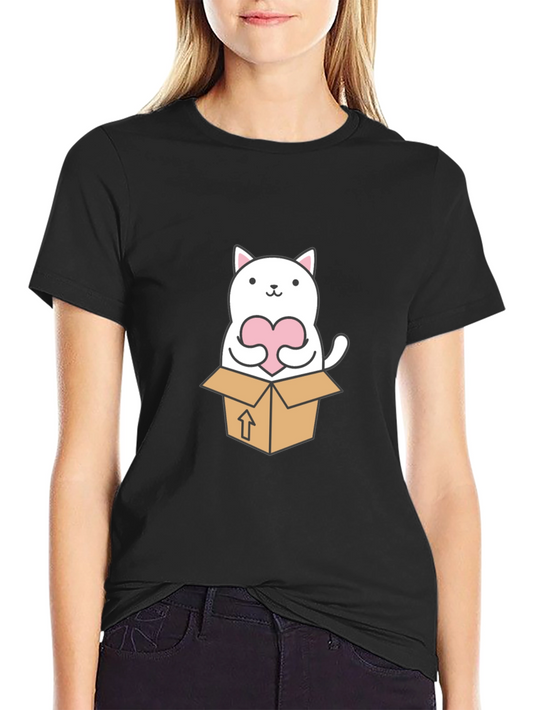 Cute Cat in a Box Graphic Tee