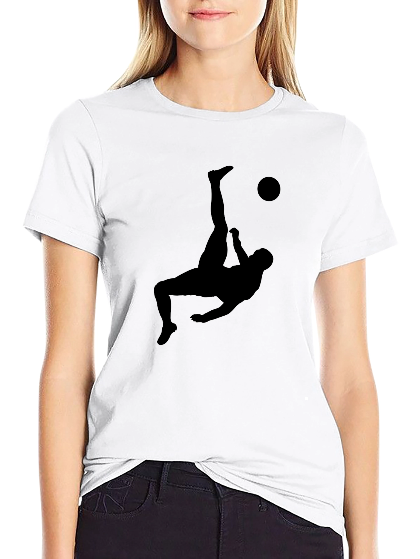 Black Soccer Kick Silhouette Graphic Tee