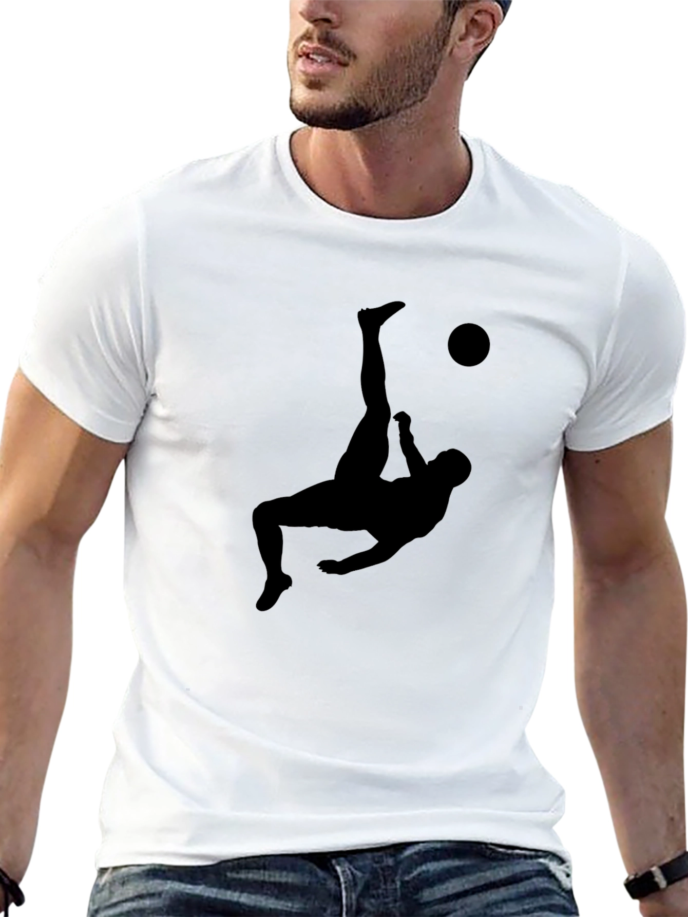 Black Soccer Kick Silhouette Graphic Tee