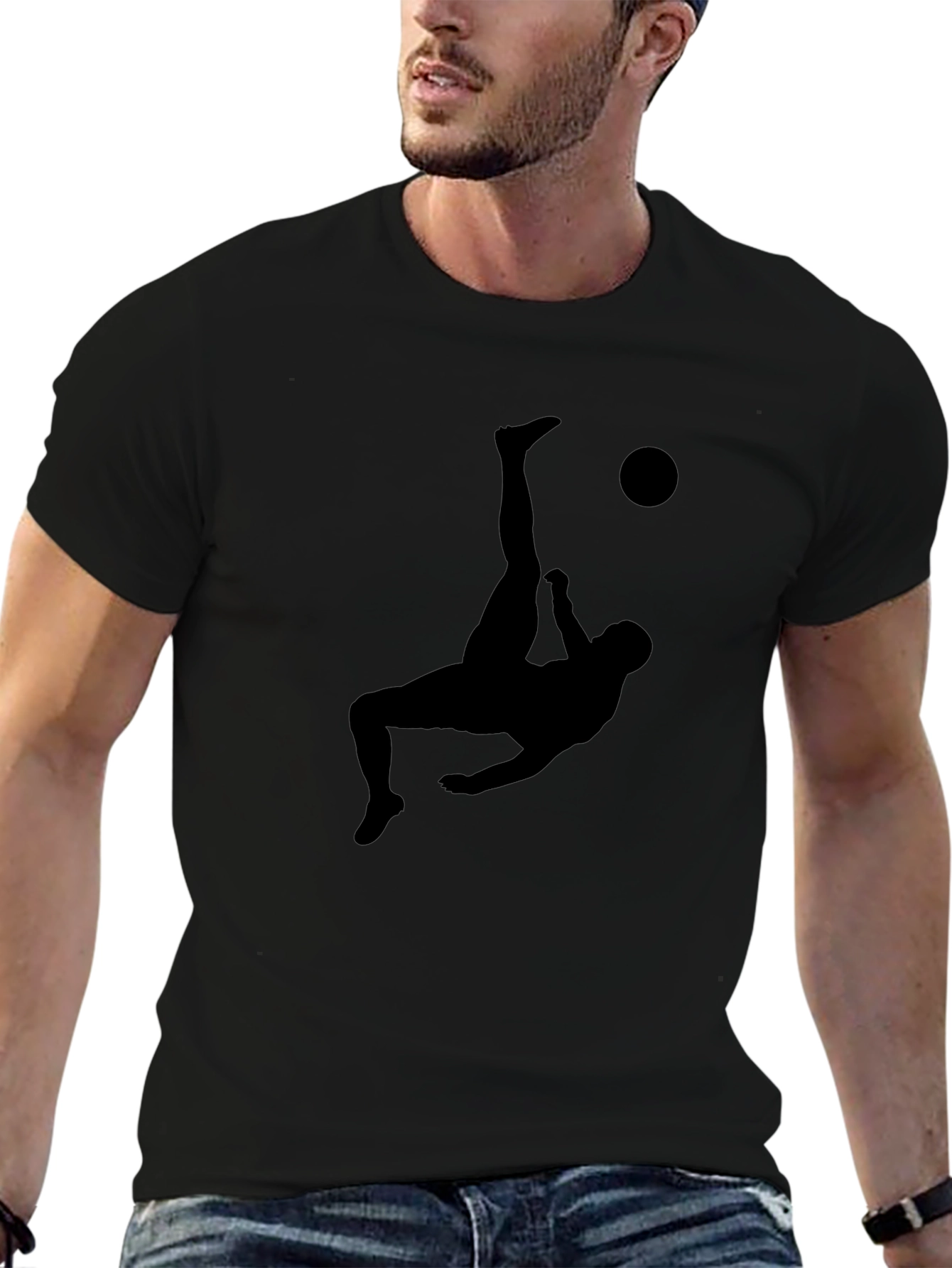 Black Soccer Kick Silhouette Graphic Tee