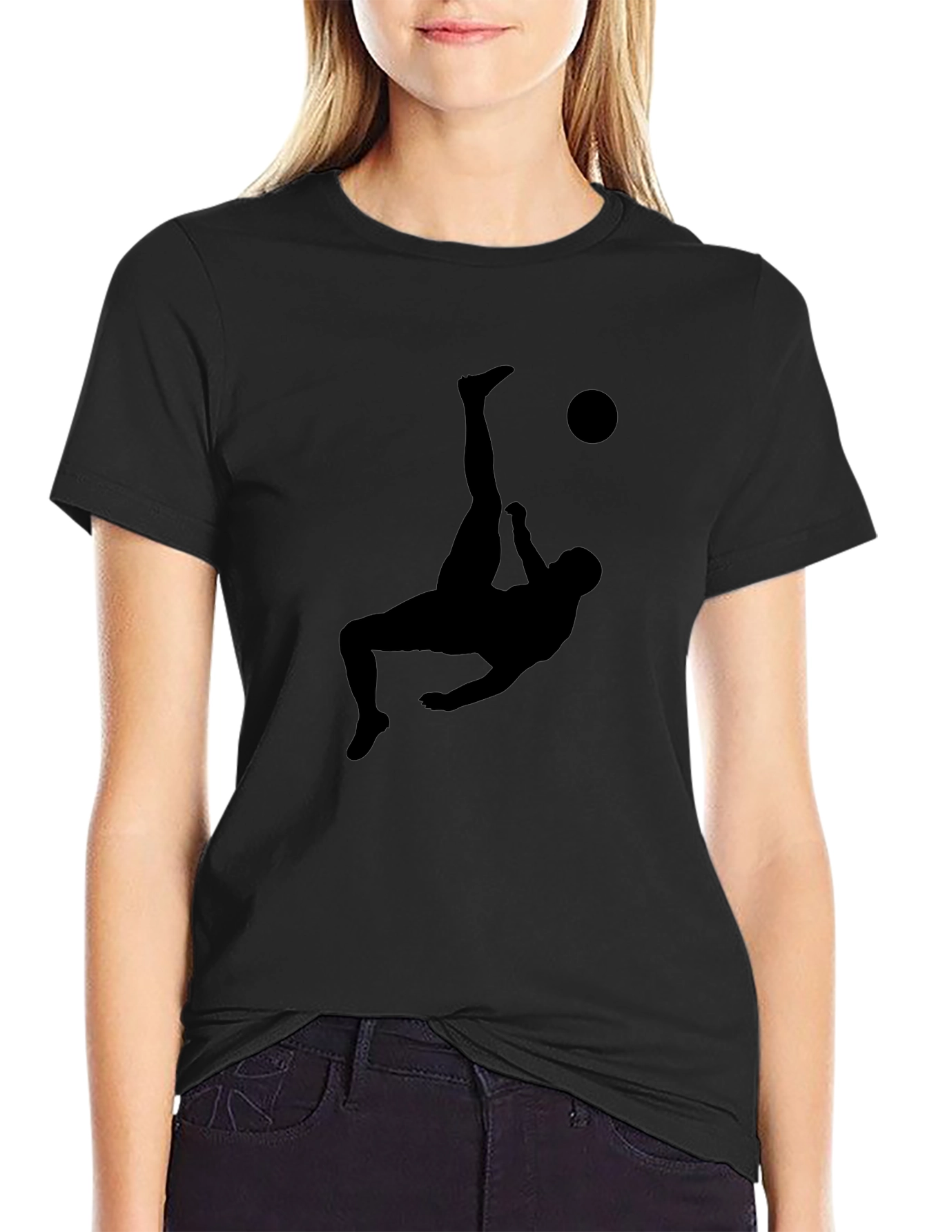 Black Soccer Kick Silhouette Graphic Tee