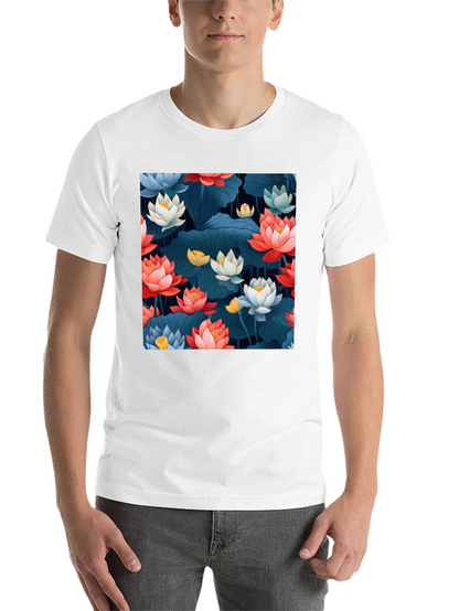 Lotus Floral Graphic Print Black T-Shirt