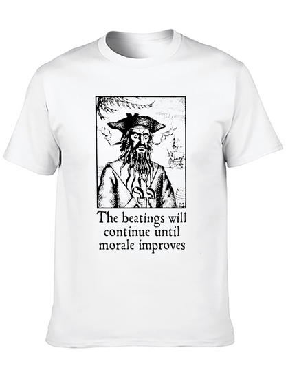 Pirate The Beatings Will Continue Black T-Shirt