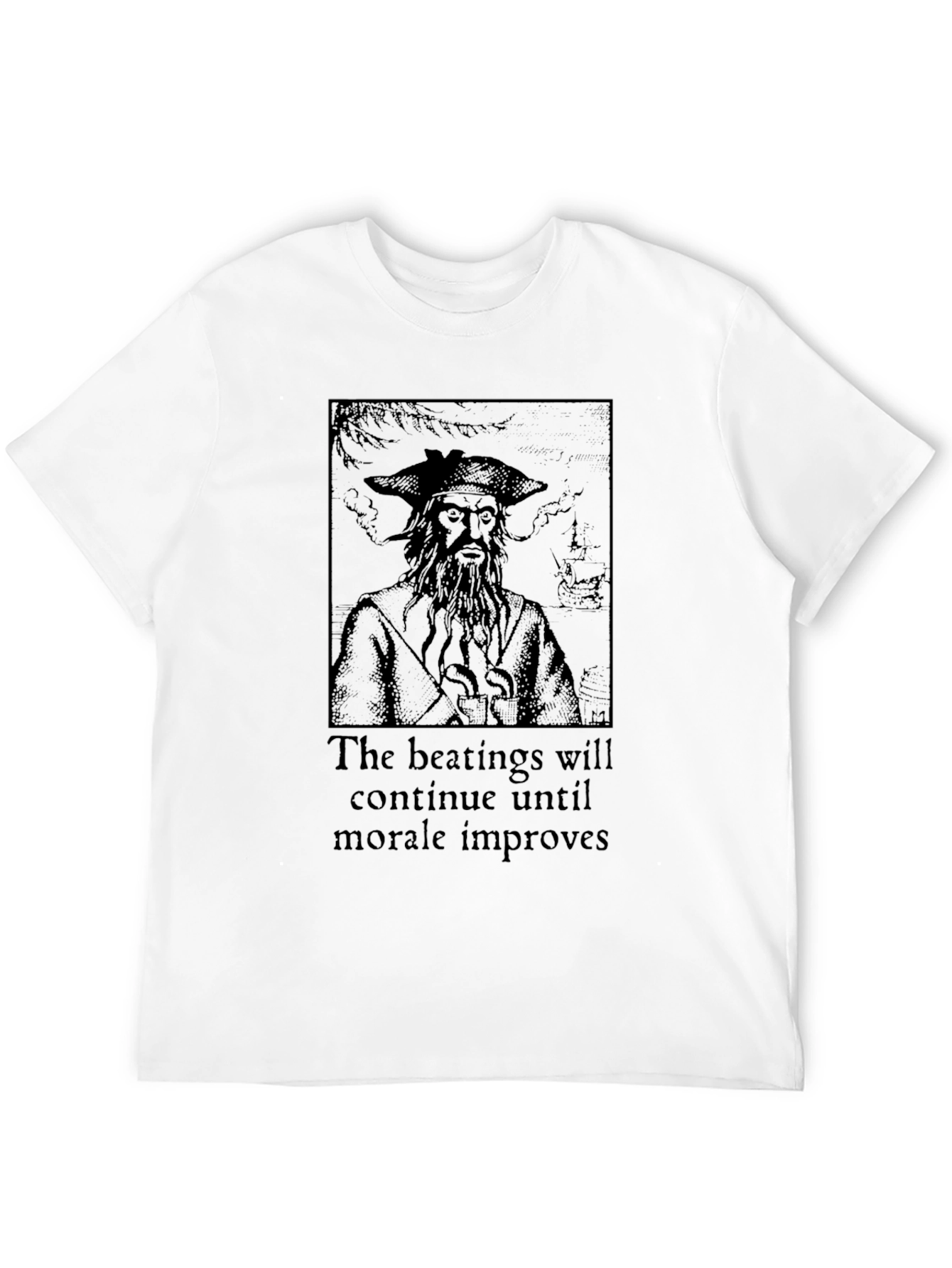 Pirate The Beatings Will Continue Black T-Shirt