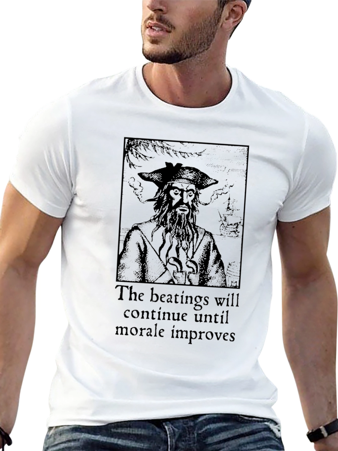 Pirate The Beatings Will Continue Black T-Shirt