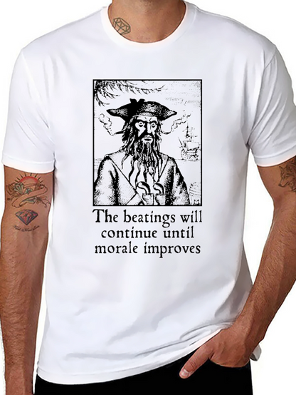 Pirate The Beatings Will Continue Black T-Shirt