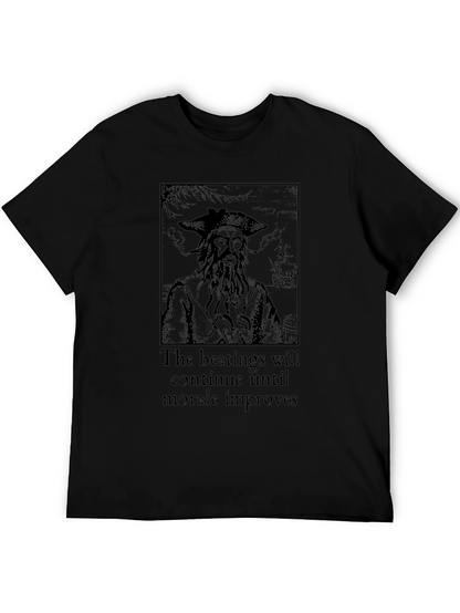 Pirate The Beatings Will Continue Black T-Shirt