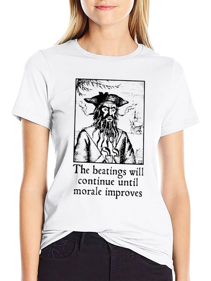 Pirate The Beatings Will Continue Black T-Shirt