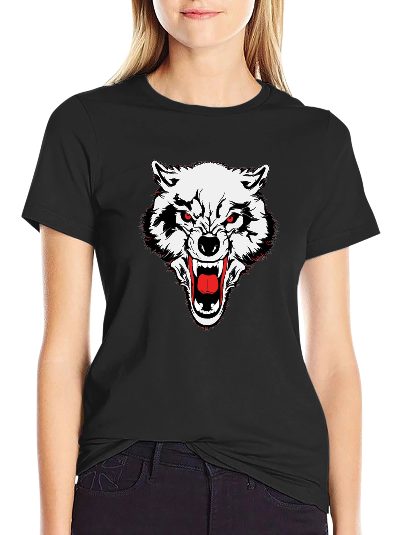 Mens Black Wolf Graphic Tee