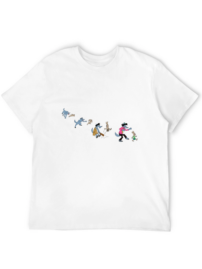 Cartoon Wolf Evolution Black T-Shirt