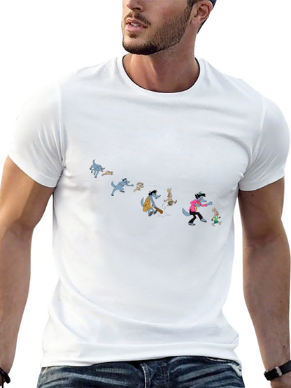 Cartoon Wolf Evolution Black T-Shirt