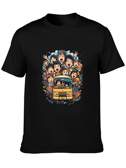 Cartoon Group Fun Ride Black T-Shirt