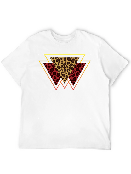 Geometric Leopard Print Tee - Stylish Mens T-Shirt