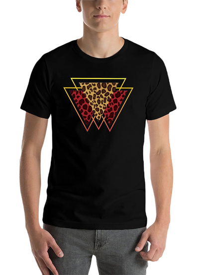 Geometric Leopard Print Tee - Stylish Mens T-Shirt