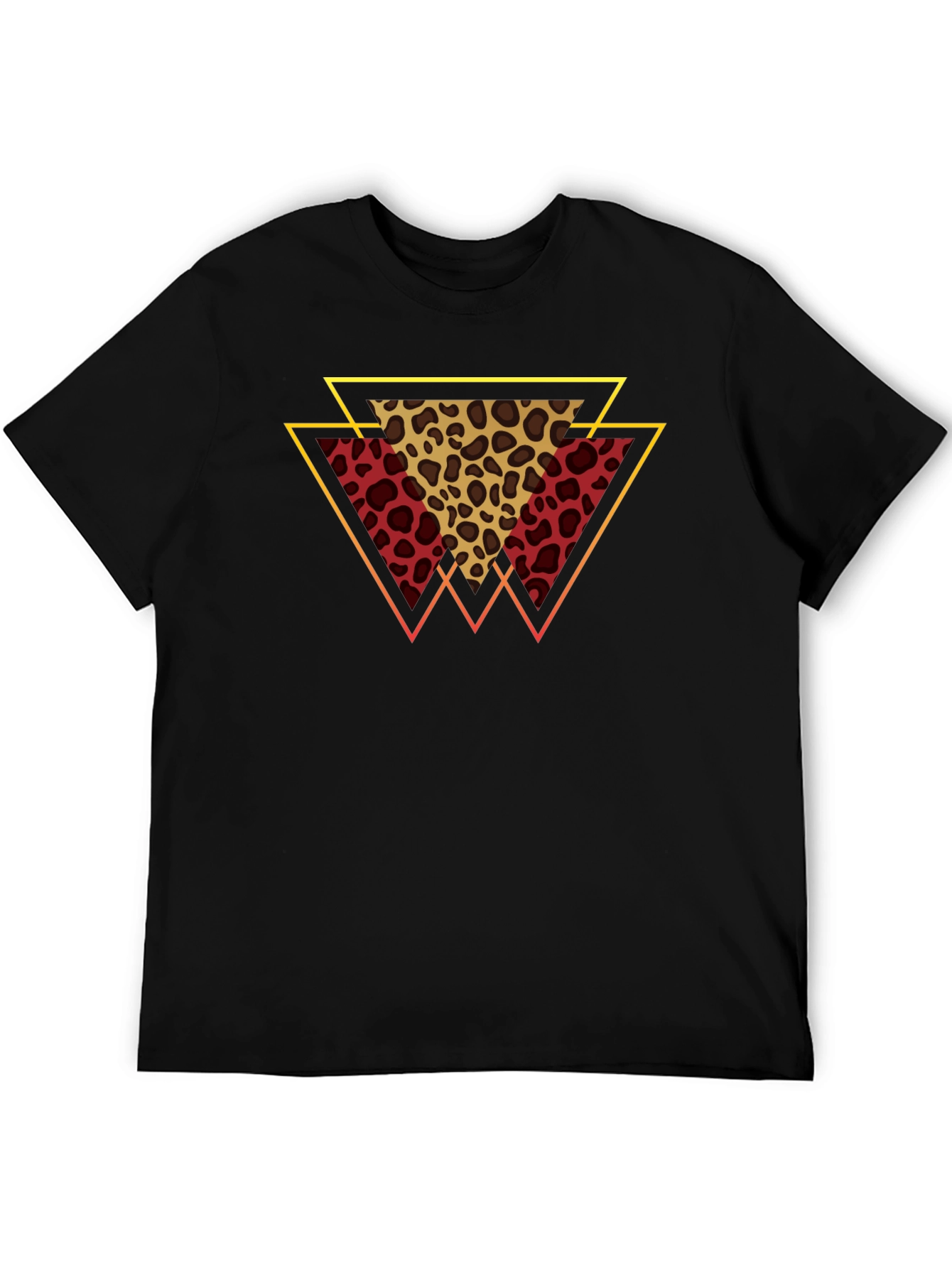 Geometric Leopard Print Tee - Stylish Mens T-Shirt