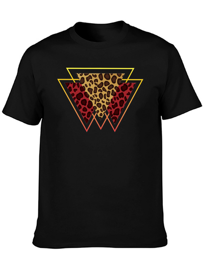 Geometric Leopard Print Tee - Stylish Mens T-Shirt