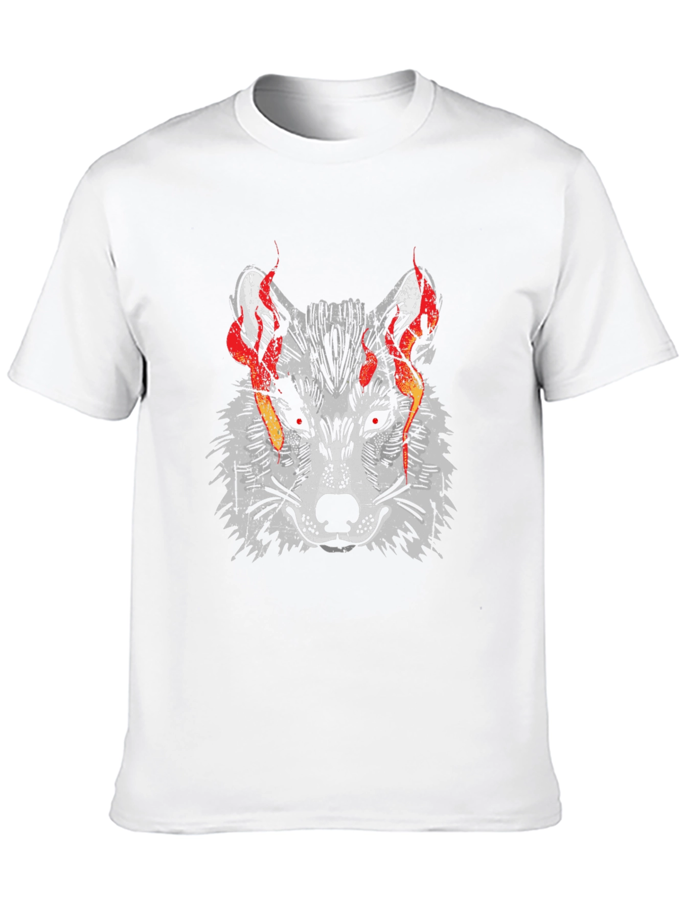 Fiery Wolf Graphic Tee - Mens Black T-Shirt