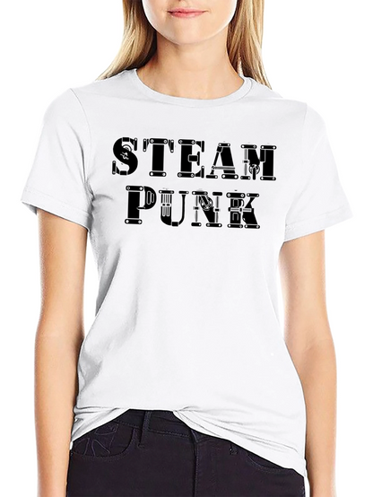 Steampunk Graphic Print Black T-Shirt