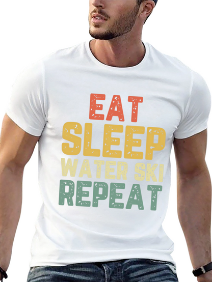 Eat Sleep Water Ski Repeat Black T-Shirt
