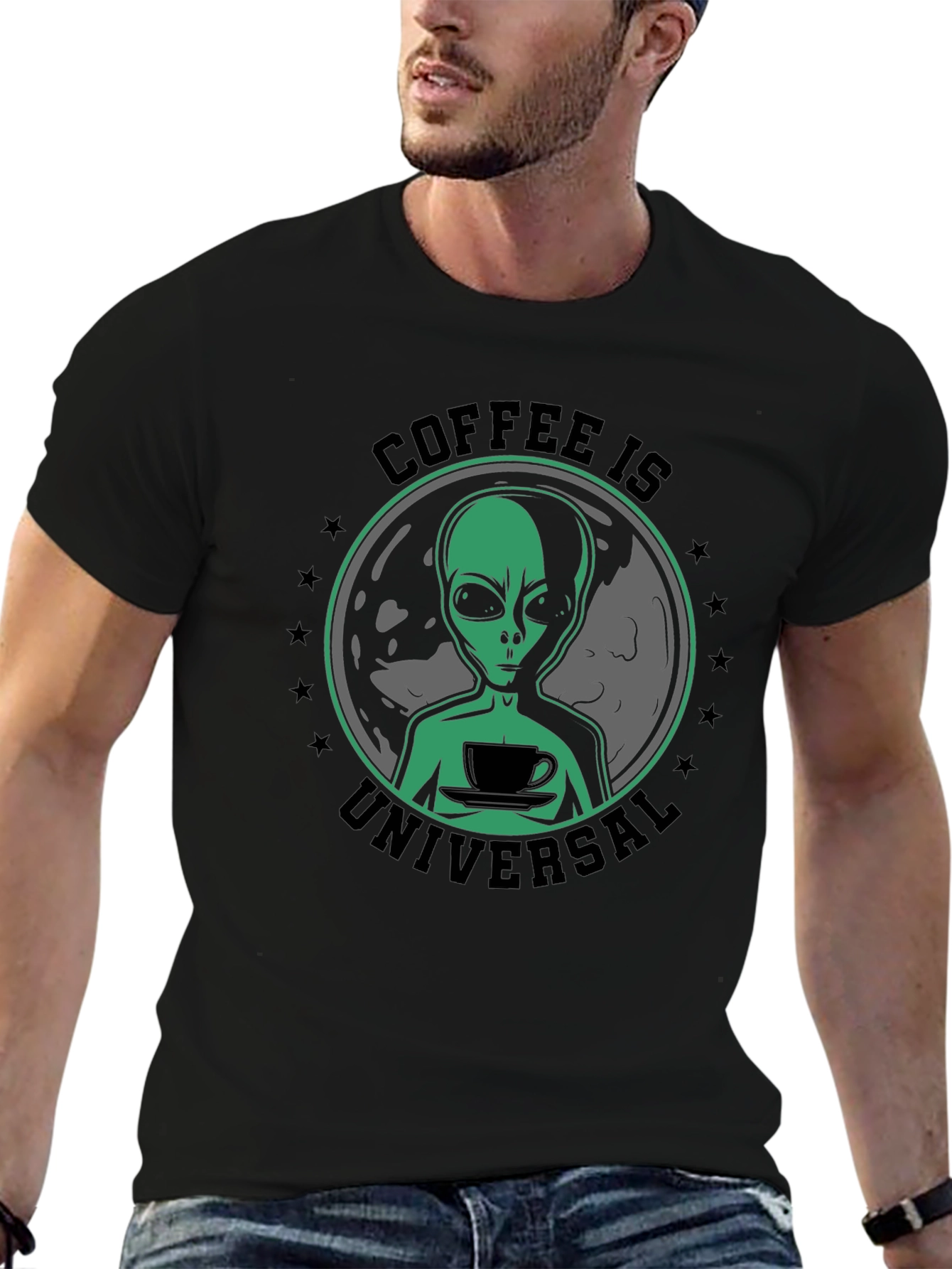 Coffee Is Universal Alien Graphic T-Shirt