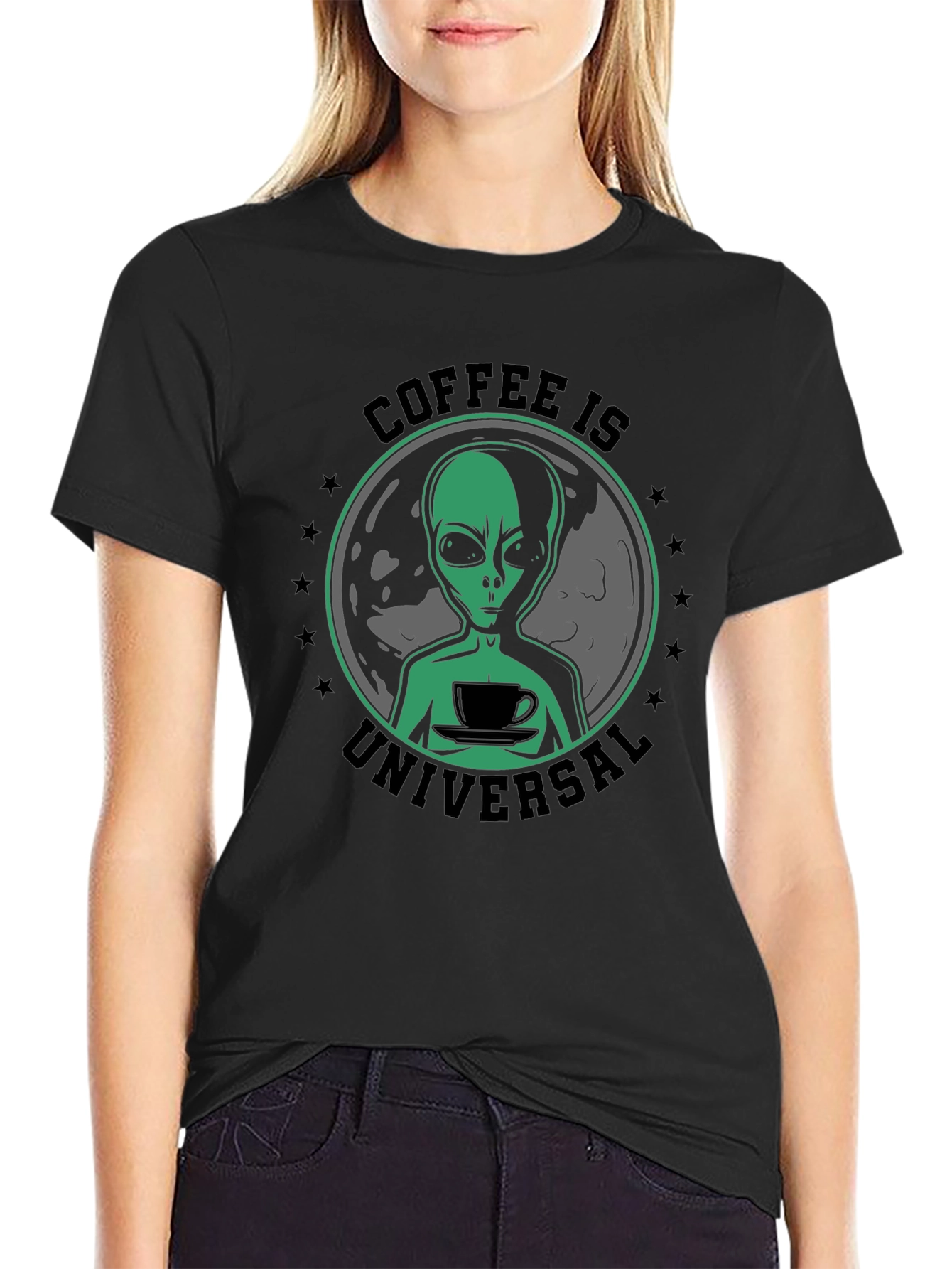 Coffee Is Universal Alien Graphic T-Shirt