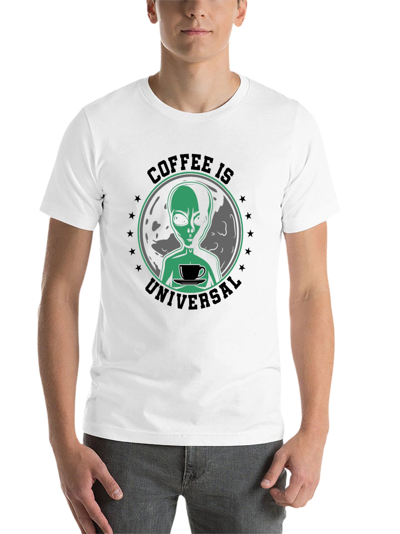 Coffee Is Universal Alien Graphic T-Shirt