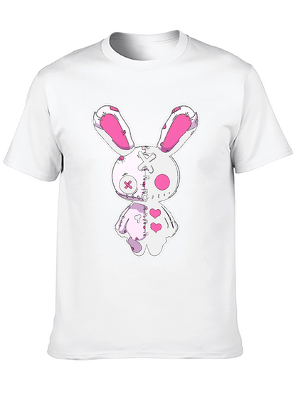 Creepy Cute Bunny Graphic Tee - Black Cotton