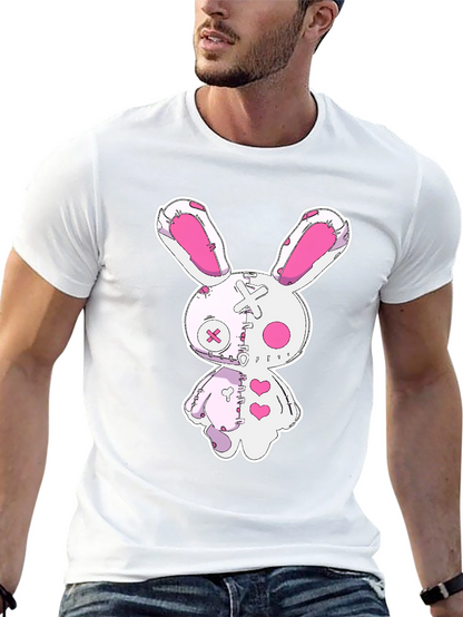 Creepy Cute Bunny Graphic Tee - Black Cotton