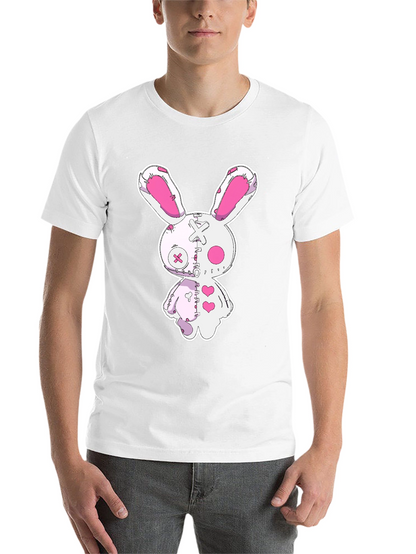 Creepy Cute Bunny Graphic Tee - Black Cotton