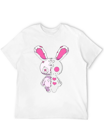 Creepy Cute Bunny Graphic Tee - Black Cotton