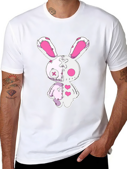Creepy Cute Bunny Graphic Tee - Black Cotton