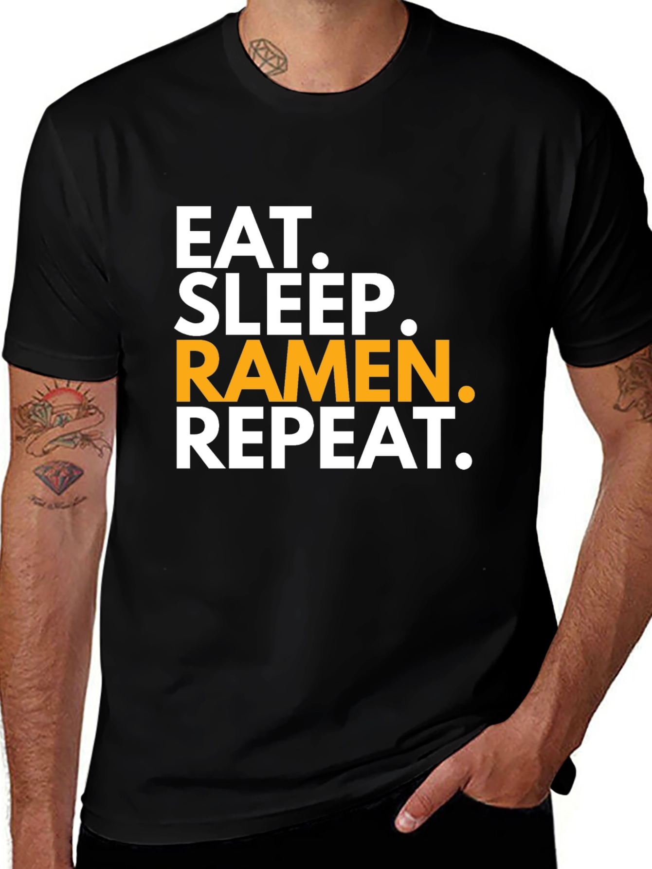Eat Sleep Ramen Repeat Black T-Shirt